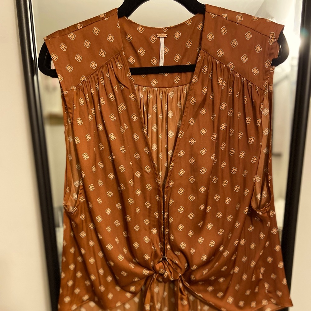 Free People Tie-Front Silky Tank